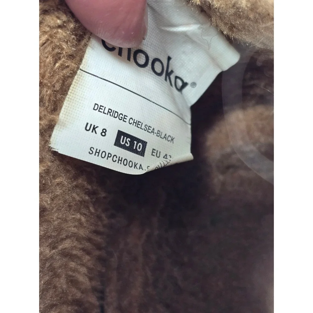 Chooka Rain Boots Women Size 10 Black Faux Fur Lined Chelsea - Good